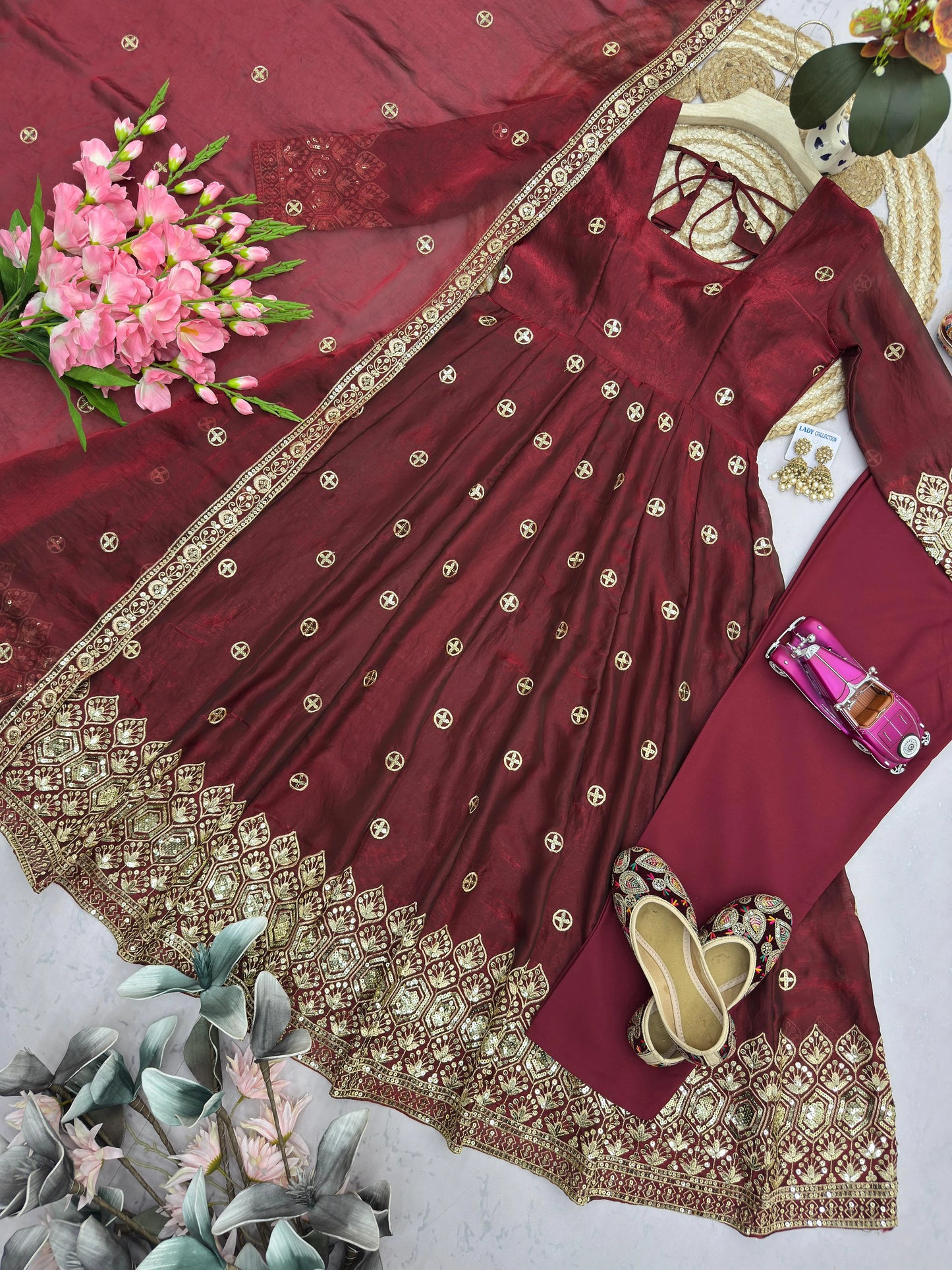 Vastra Creation's Designer Party Wear Gown with Dupatta & Pant