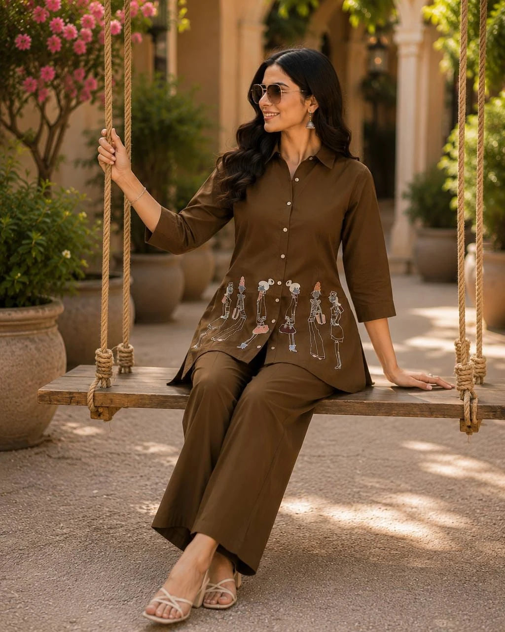 Vastra Creation's Designer Embroidered Dhabu Cotton Co-Ord Set