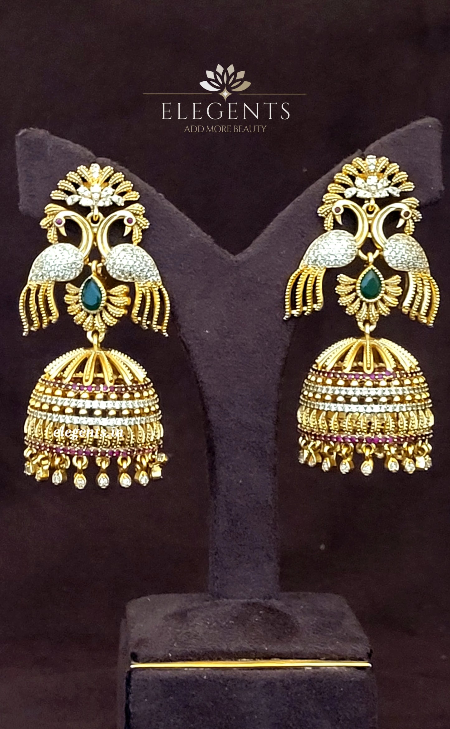 Elegents' Antique Big Peacock Wedding Jhumka