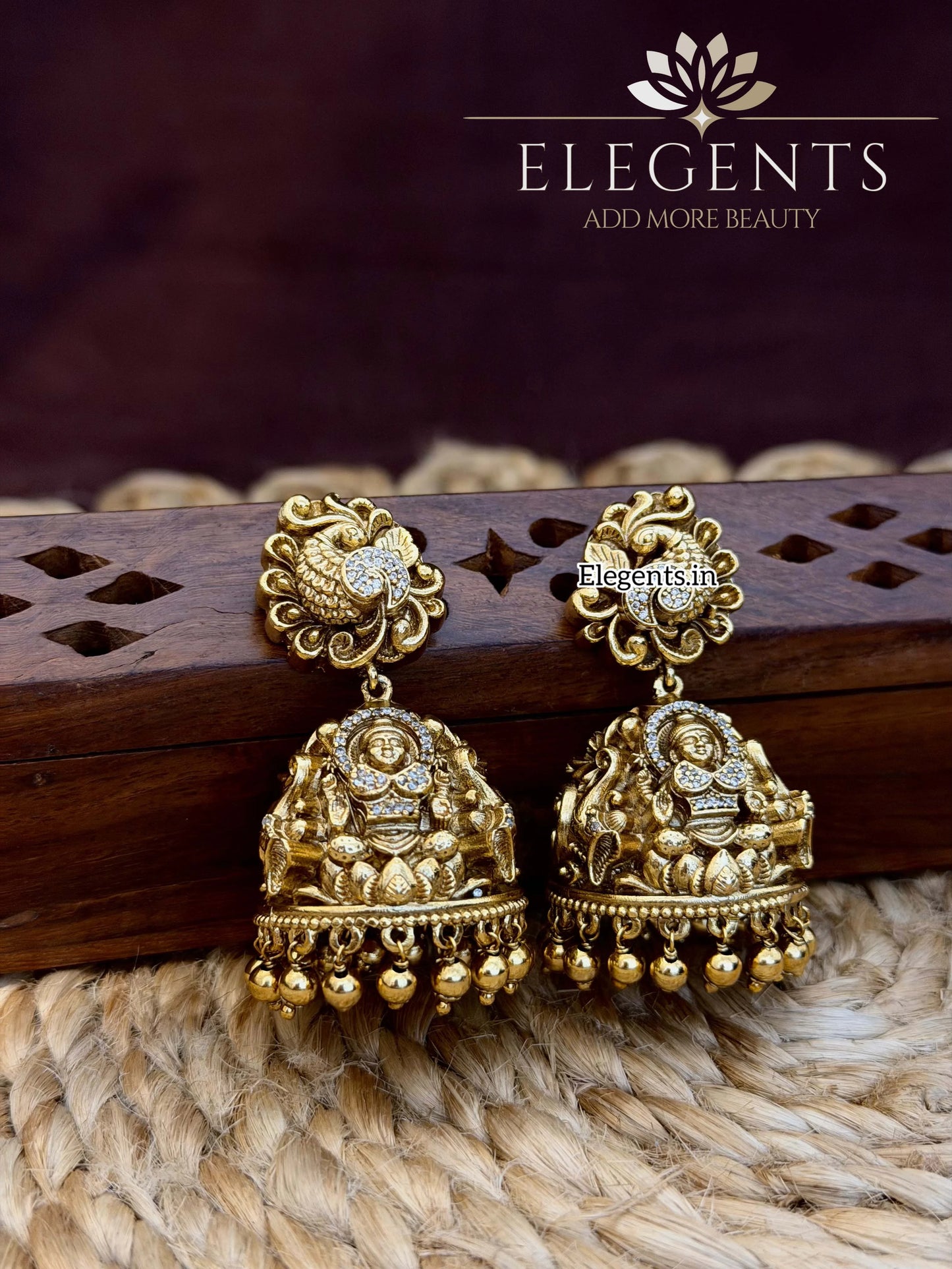 Elegents' Nakshi Stone Jhumka