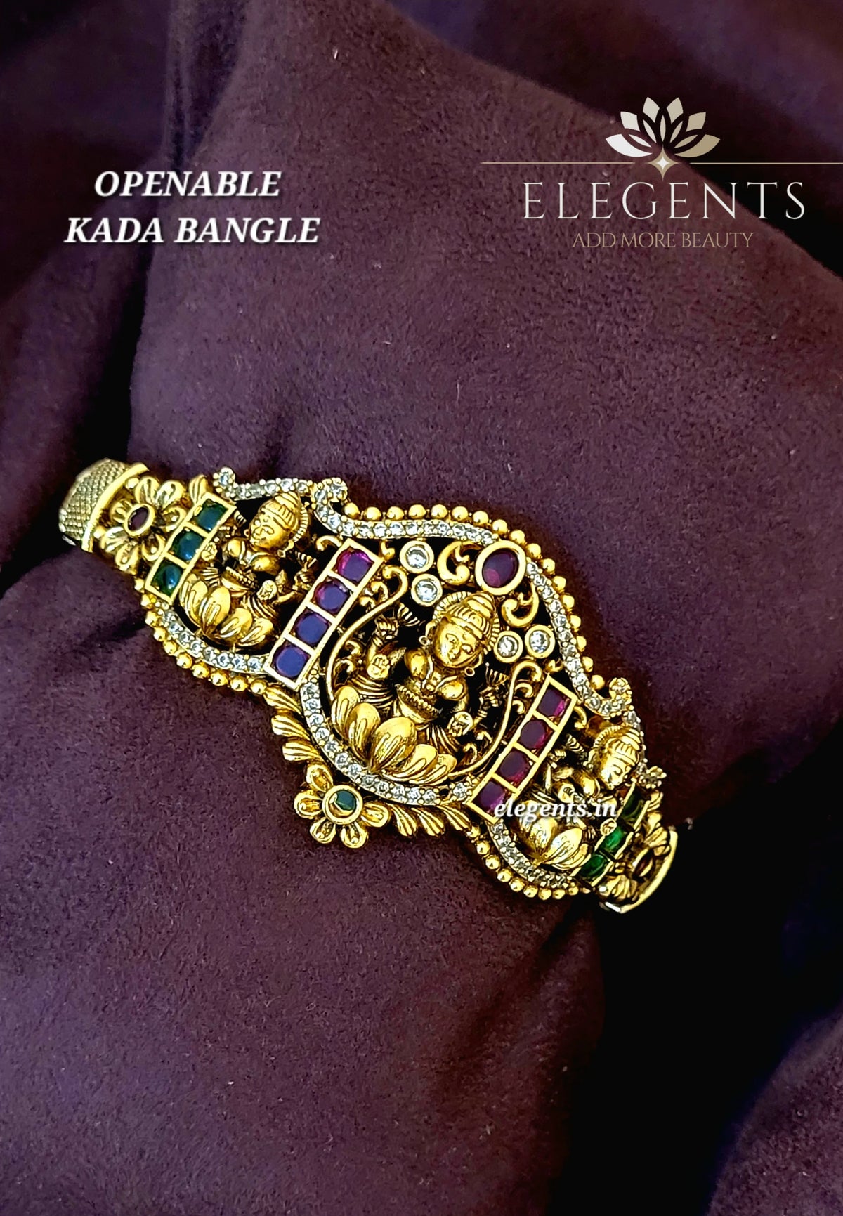 Elegents' Antique Lakshmi Kada Openable Bangle