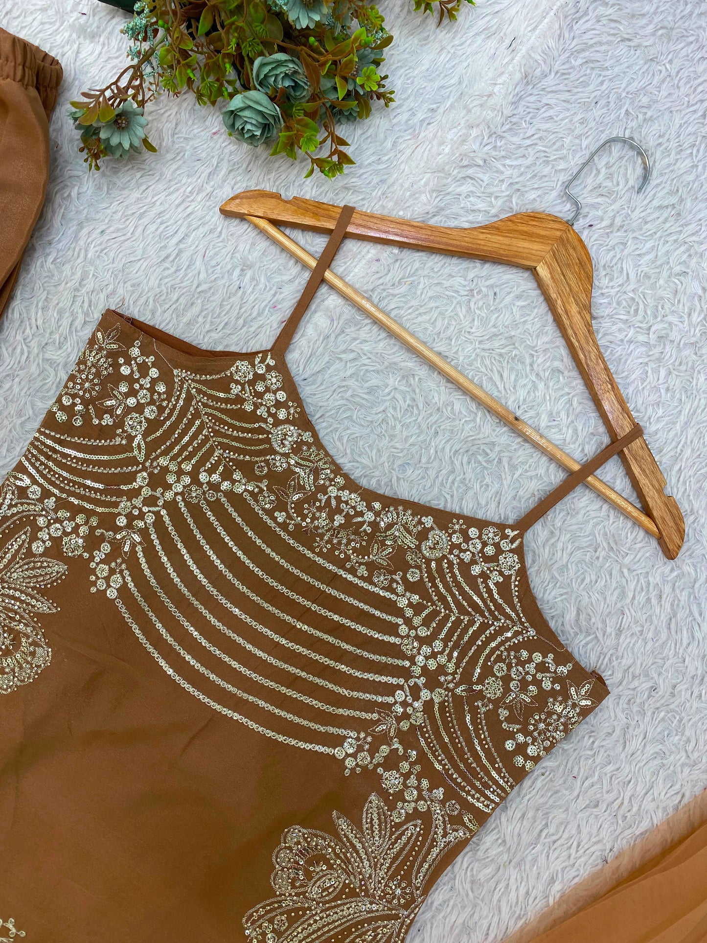 Desire Studio's Festive Designer Top, Palazzo & Belt Dupatta Set