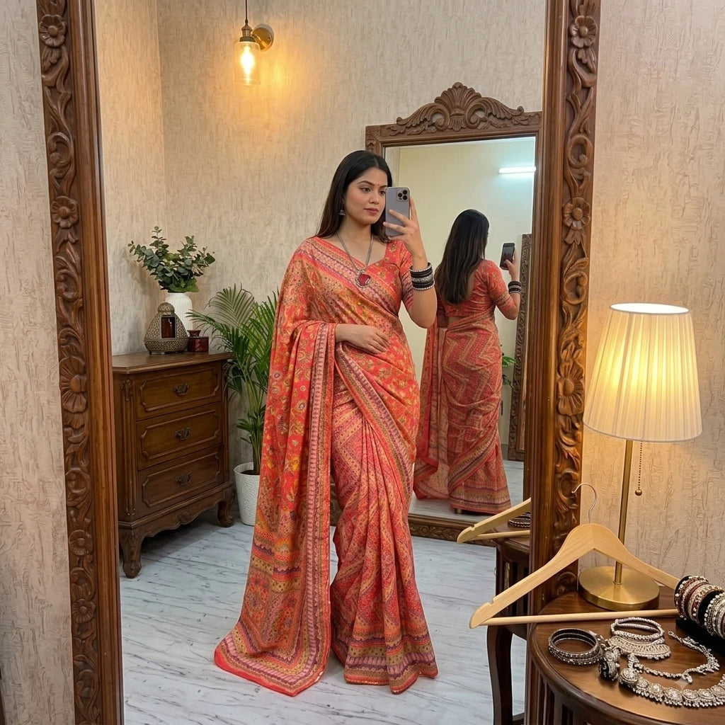 ASN Creats' Beautiful Real Mirror Work Saree Collection