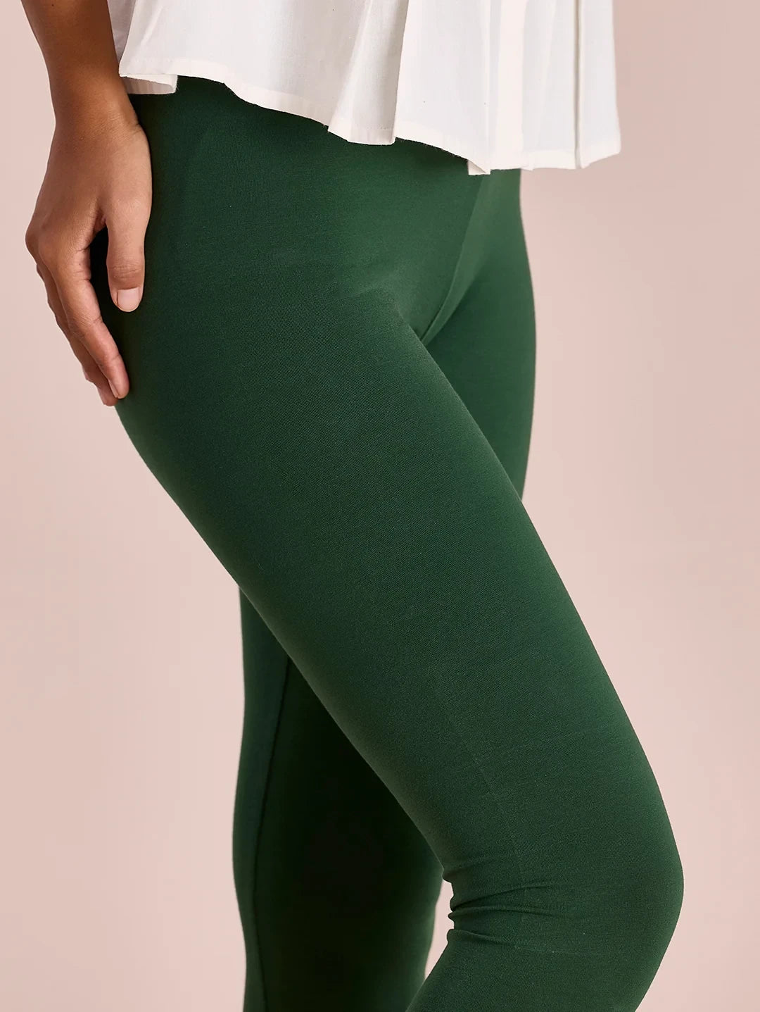 Go Colors Golf Green Cotton Stretch Ankle Length Leggings