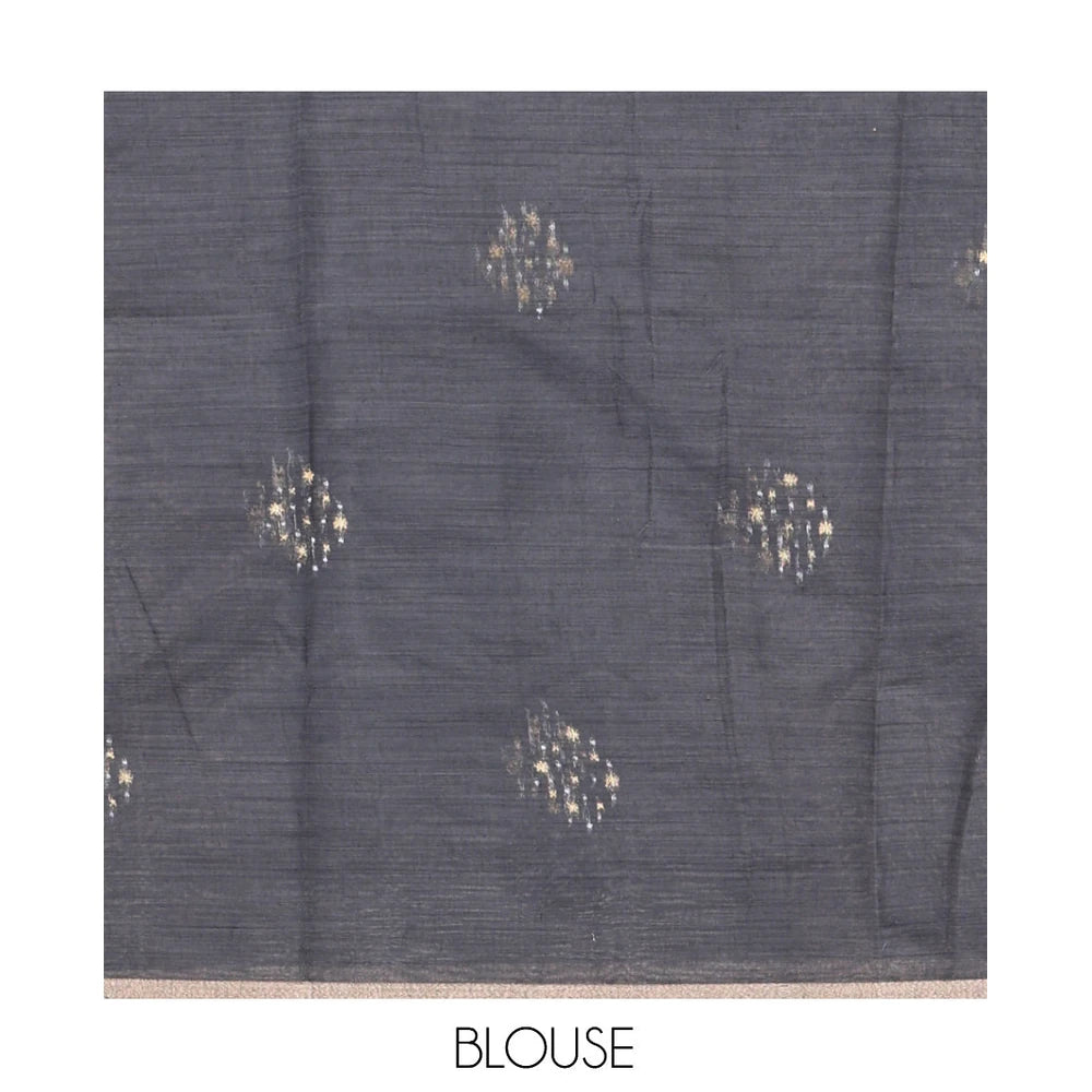 Pothys Elephant Grey Chanderi Cotton Saree