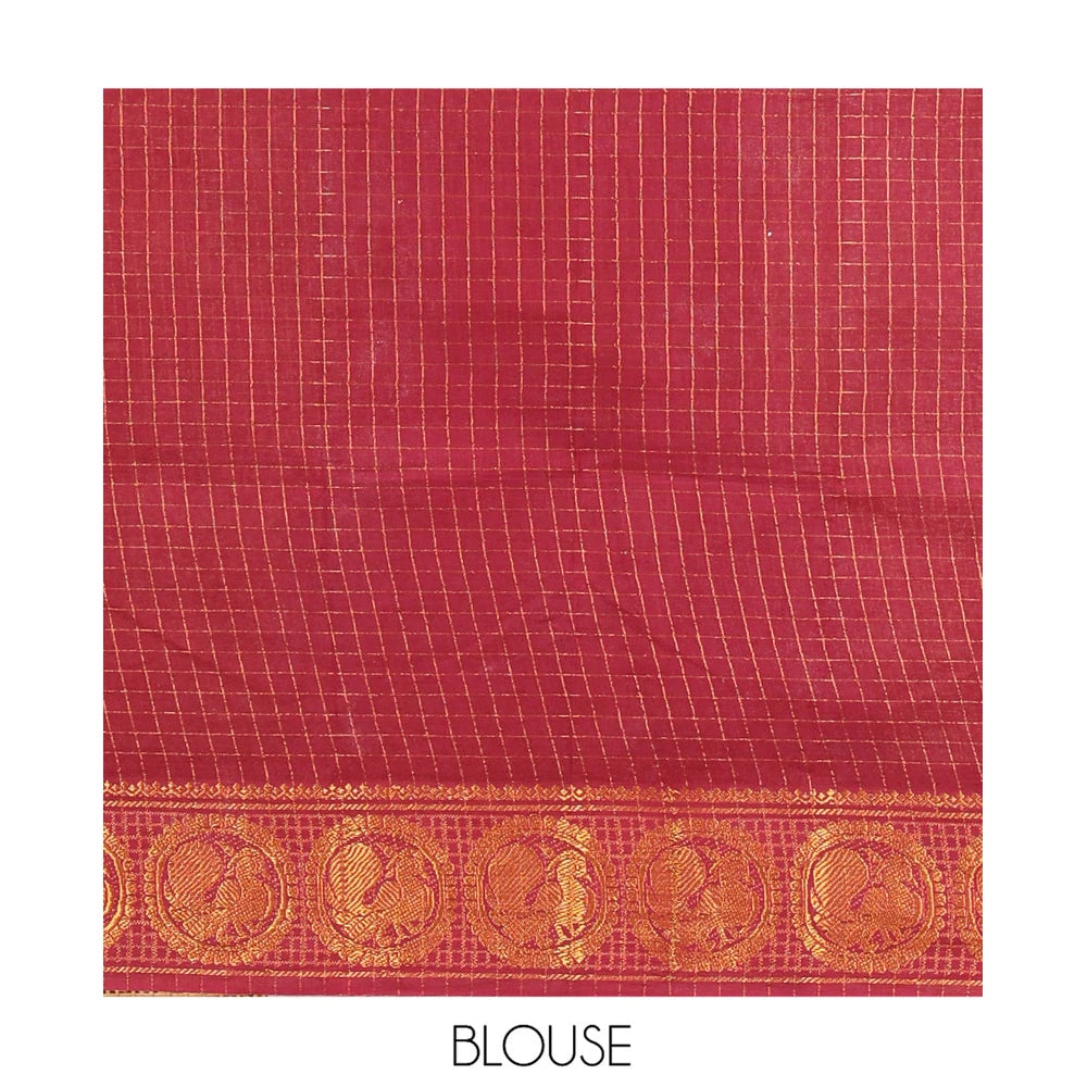 Pothys Brown Plain Sungudi Cotton Saree