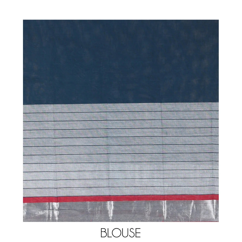 Pothys Grey Plain Handloom Mercerised Cotton Saree