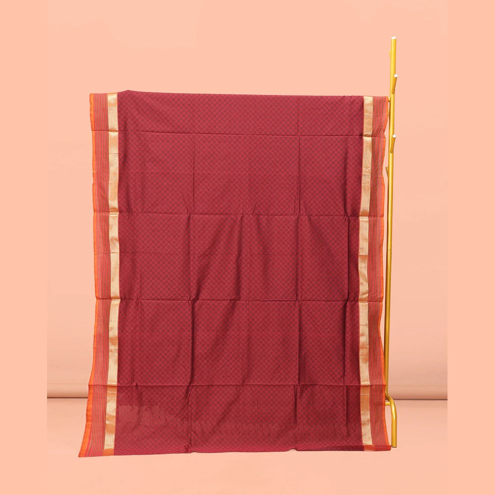 Pothys Maroon Poly Cotton Saree