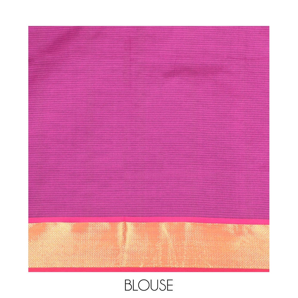 Pothys Green Striped Poly Cotton Saree