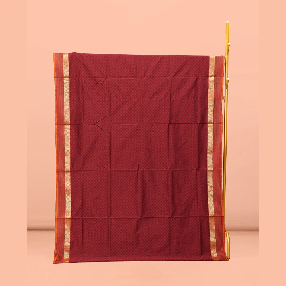 Pothys Red Poly Cotton Saree