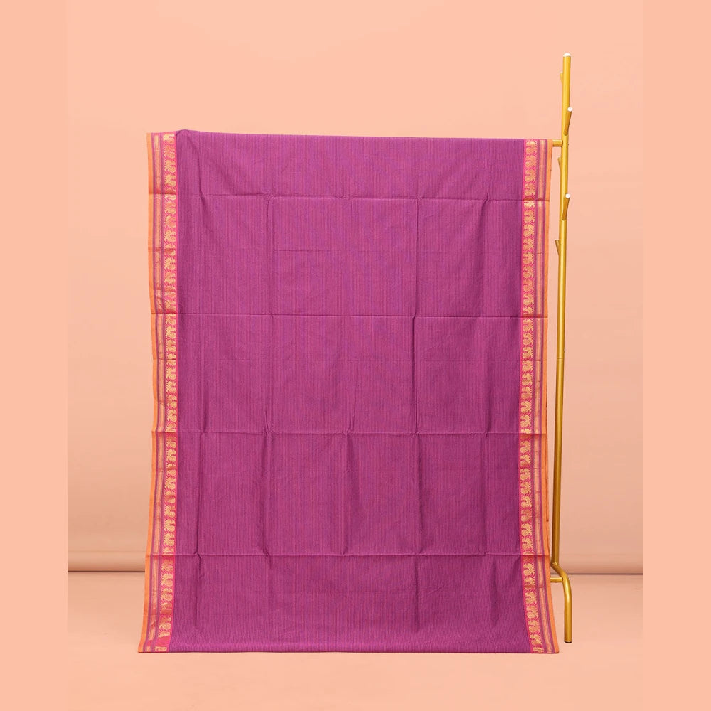 Pothys Pink Striped Poly Cotton Saree