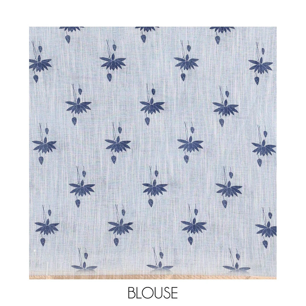 Pothys Navy Blue Linen Cotton Saree with Pichwai Lotus Print