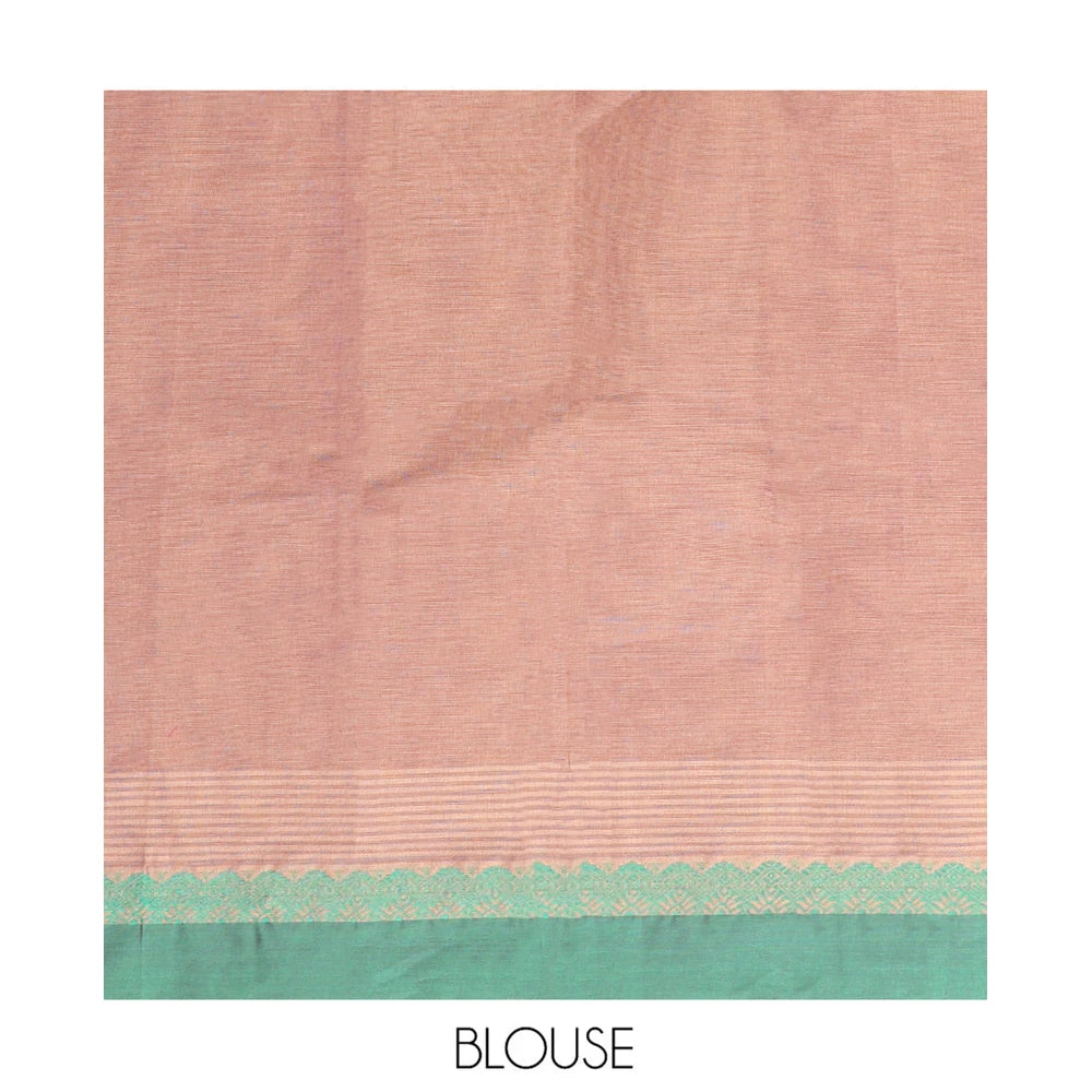 Pothys Brown Kanchi Cotton Saree, Subtly Threaded with Floral Buttas All Over Its Body, Complemented by Contrast Border, Pallu of Floral Designs, and Paired with a Matching Blouse
