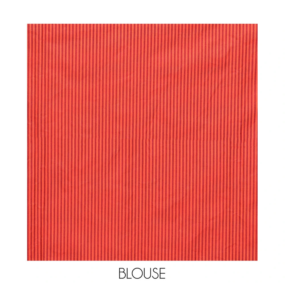 Pothys Multi-Color Poly Cotton Saree, Detailed with Micro-Checked Design on Its Body, Highlighted by a Self-Border, Striped Pallu, and Paired with a Contrast Blouse