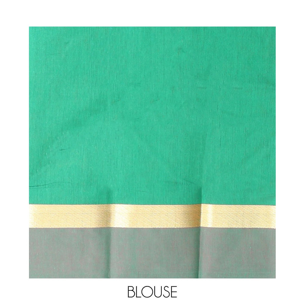 Pothys Red Semi-Silk Cotton Saree with Peacock Motifs