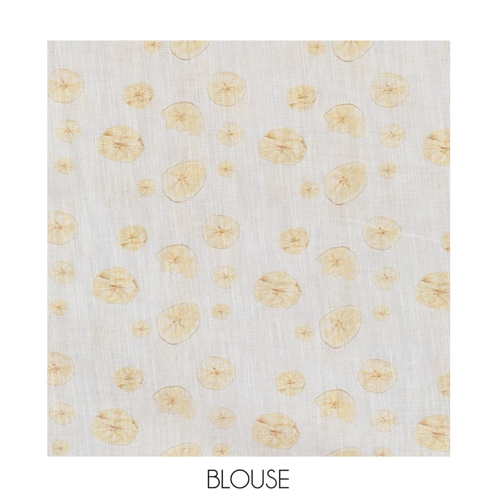 Pothys Borderless Cream Nentharanga Chips Printed Chanderi Cotton Saree, a Piping Border, Matching Blouse