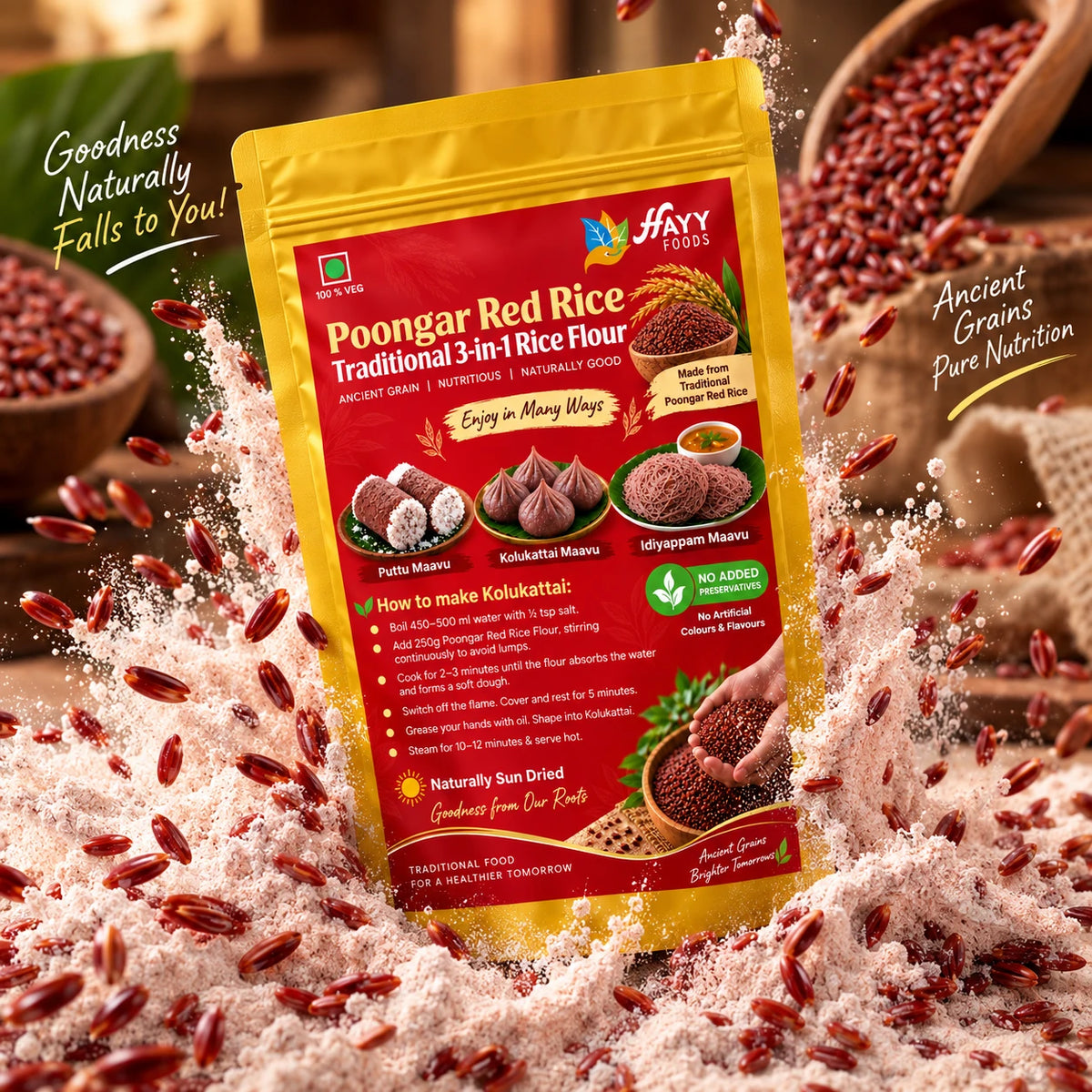 Poongar Red Rice 3 in 1 Instant Rice flour