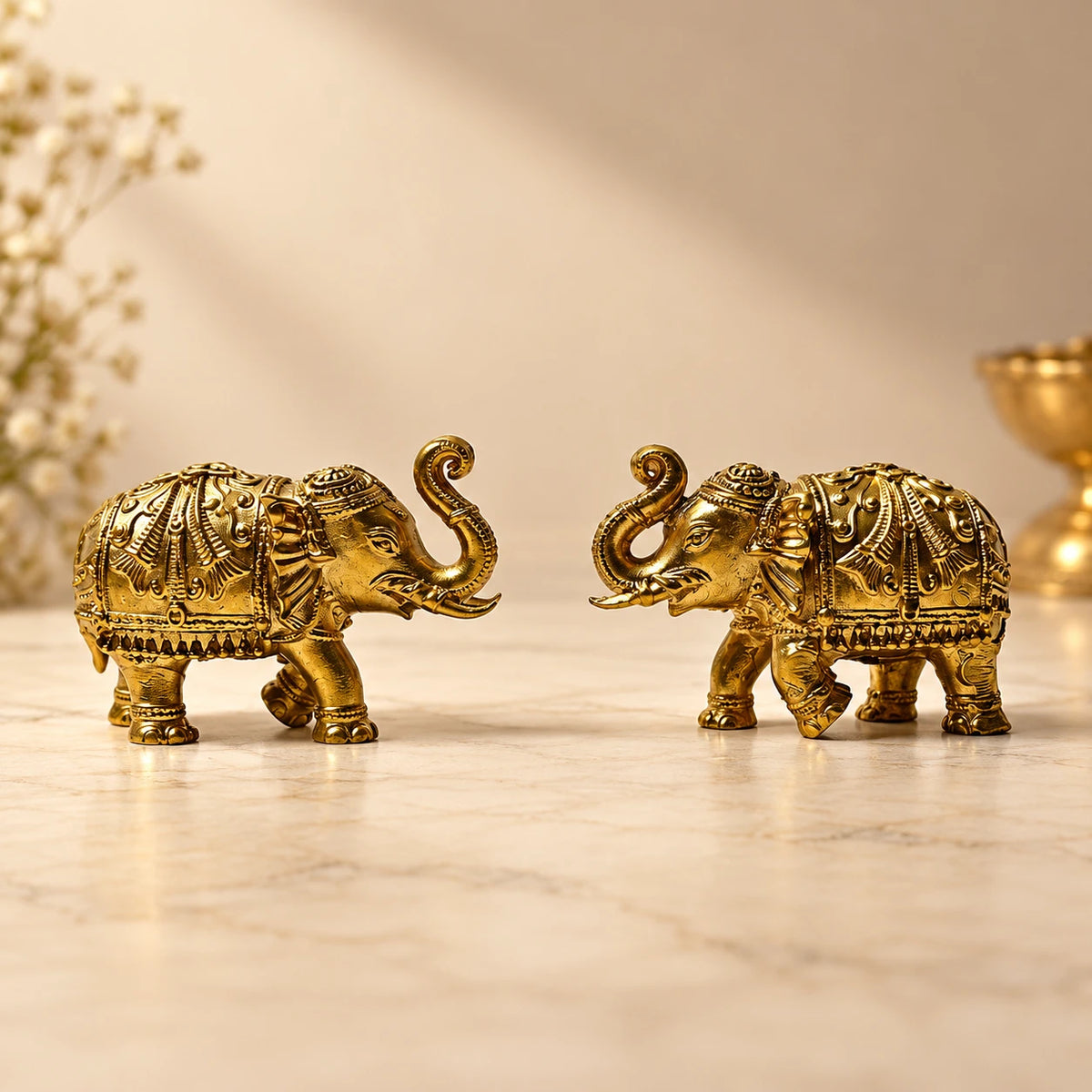 Elephant Pair - Brass