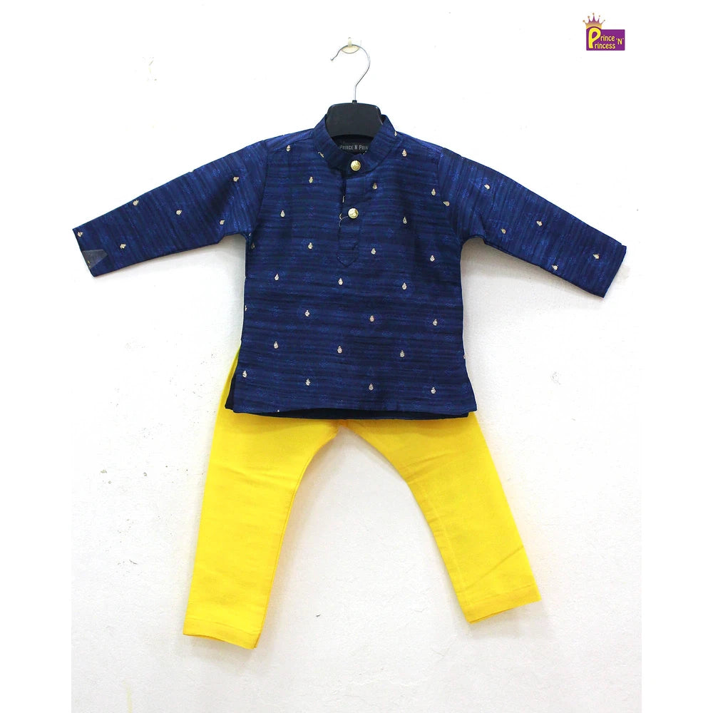 Boys Blue Yellow Kurta Pajama KP084