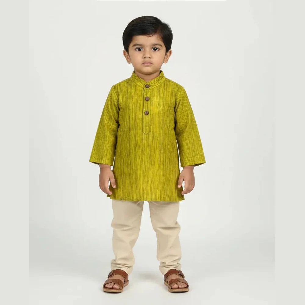 Boys Linen Cotton Kurta Pajama in Lime Green KP069