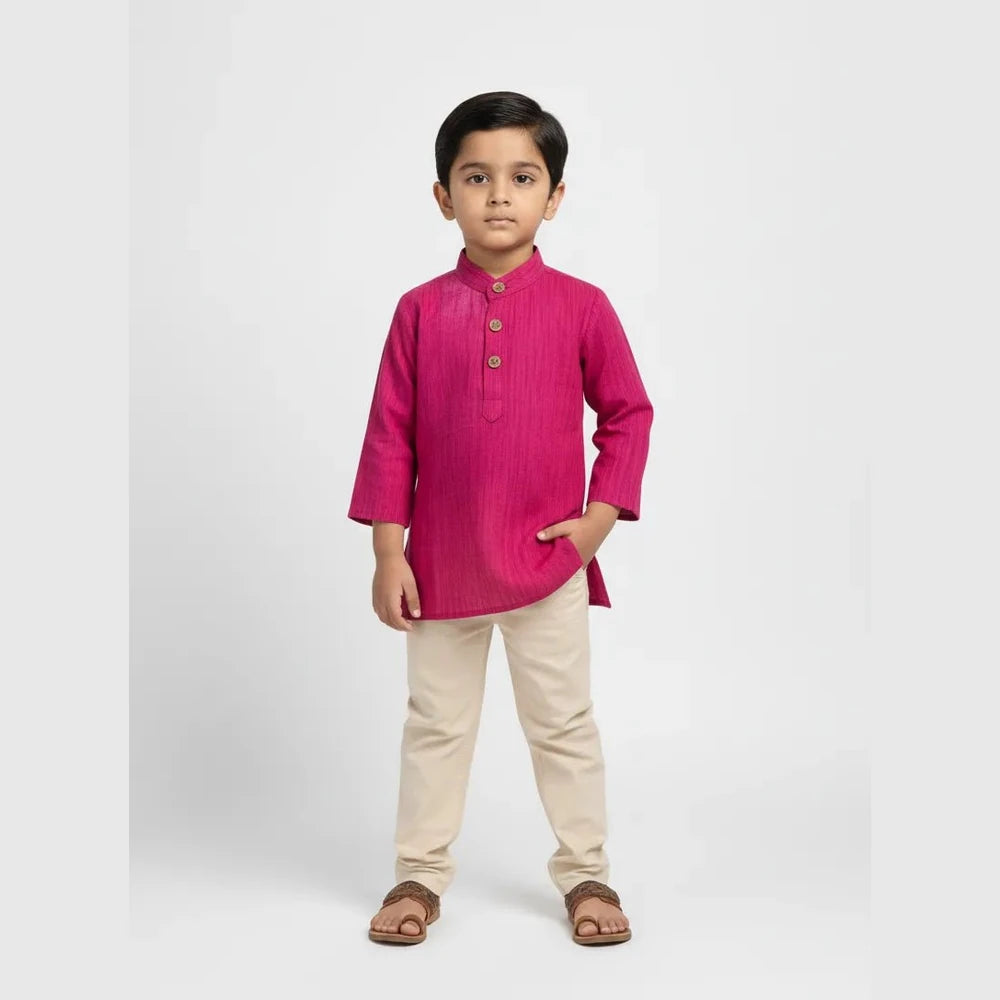 Boys Megenta Linen Cotton Kurta Pajama KP065