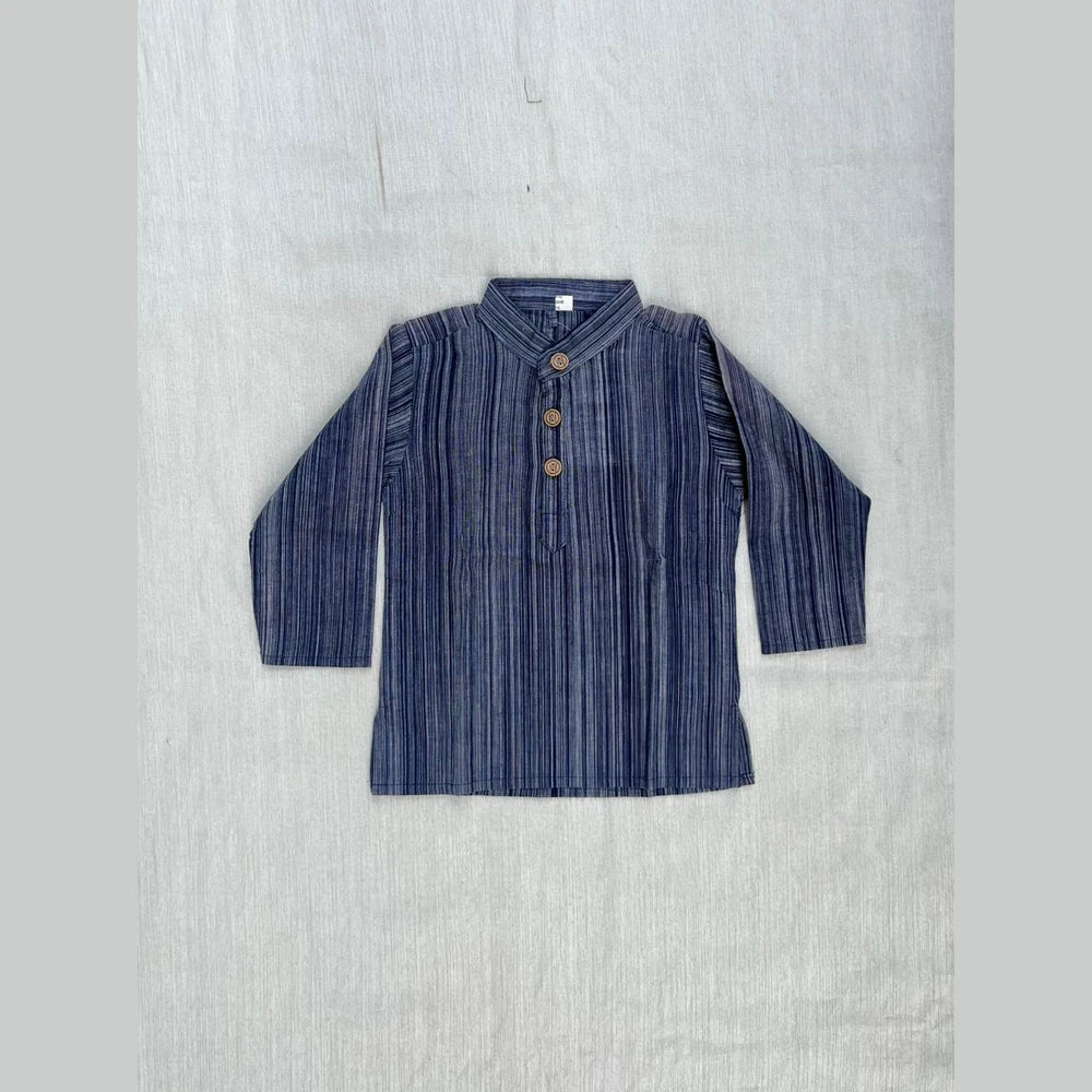 Boys Navy Linen Cotton Kurta Pajama KP067