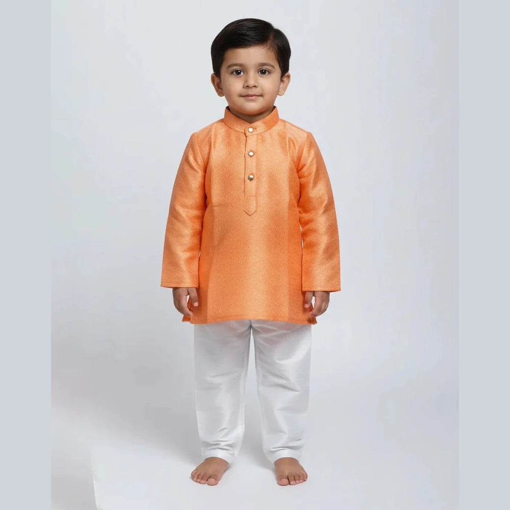 Boys Peach With White Kurta Pajama KP200