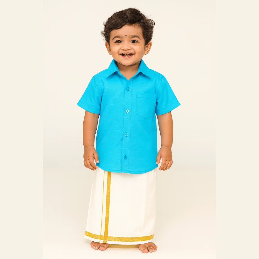 Boys South Sky Blue Shirt Dhoti SD010