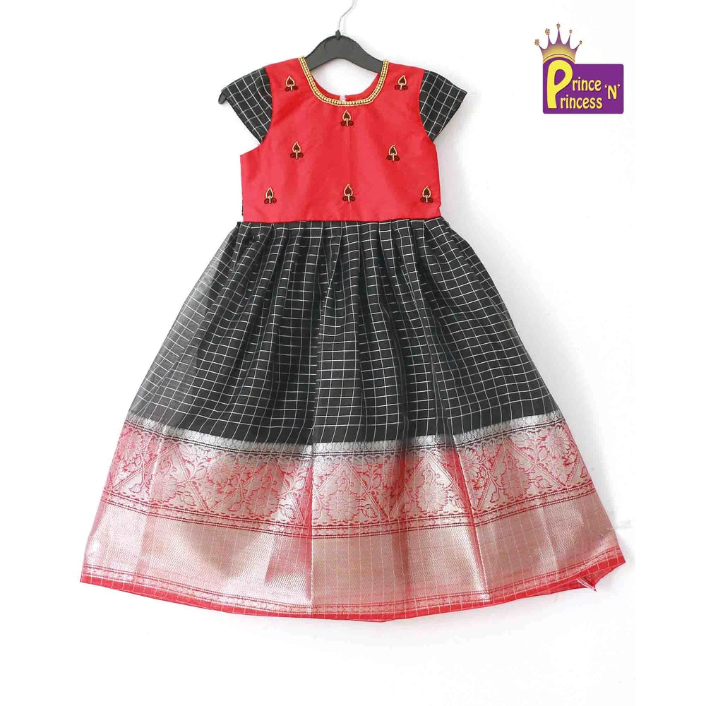 Kids Black Red Organza AARI Ethnic Party Gown PG252