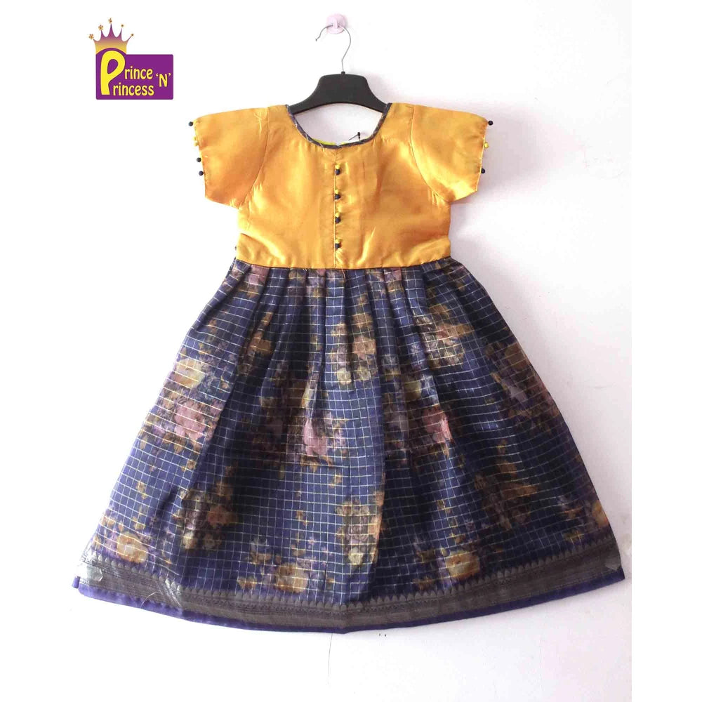 Kids Blue Orange Organza Gown PG390