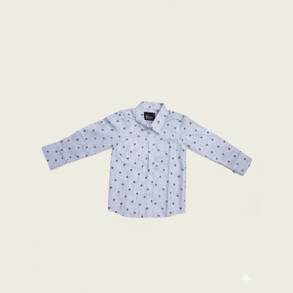 Kids Blue Printed Full Sleeve Shirt in ST049