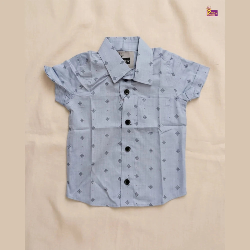 Kids Cotton Printed half Sleeve Shirt in Blue ST162