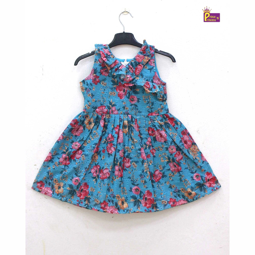 Kids Floral Blue hakoba Frock CF335