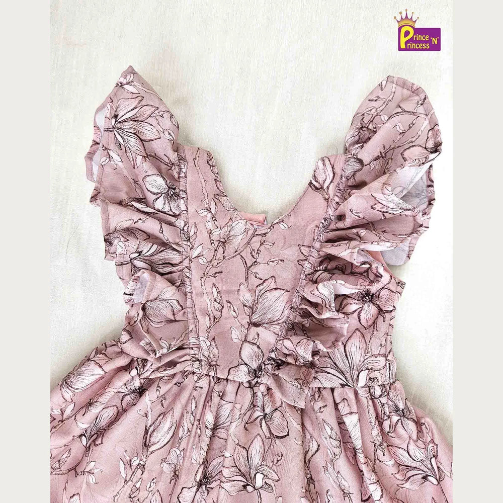 Kids Floral Peach Frock CF311