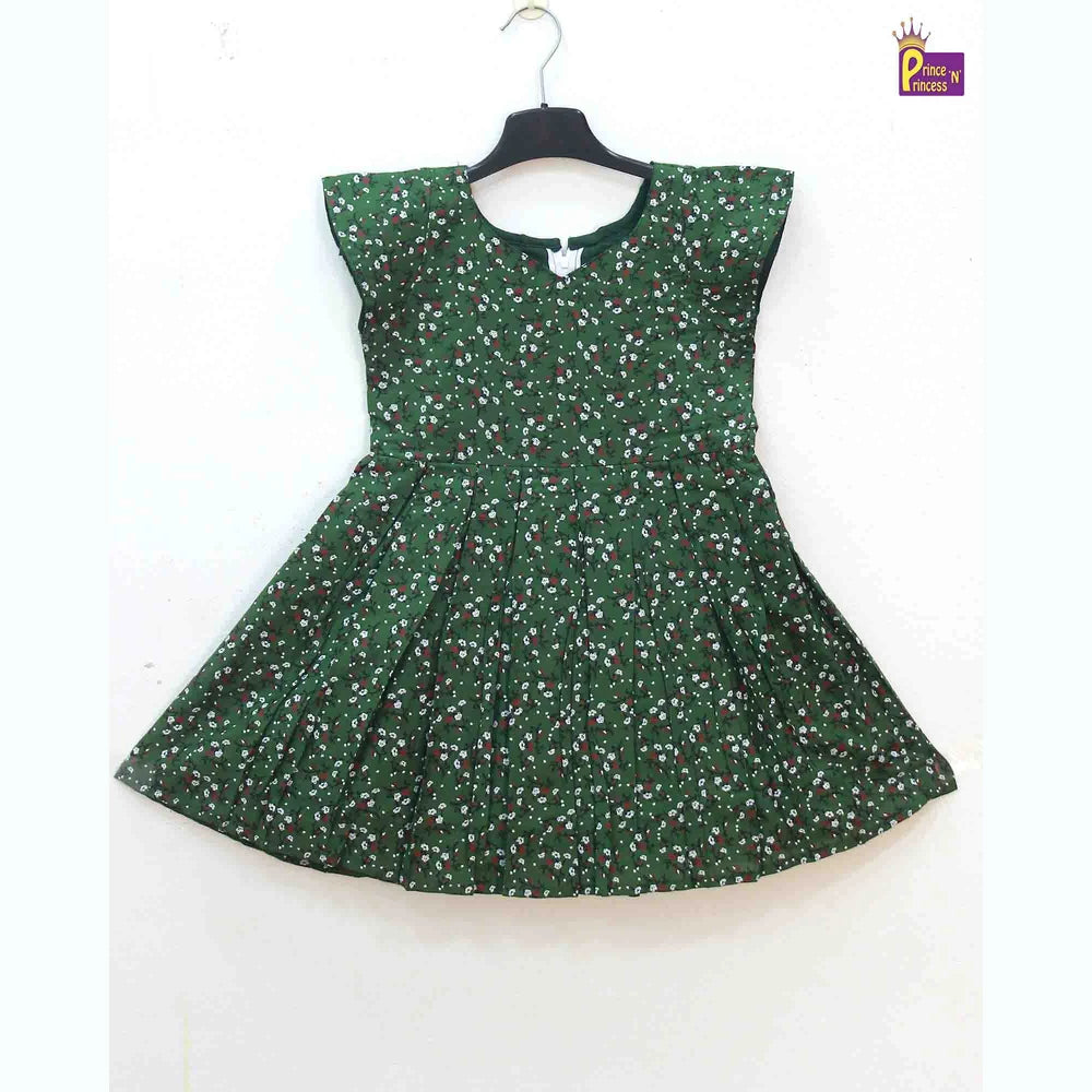 Kids Green Cotton Frock CF308