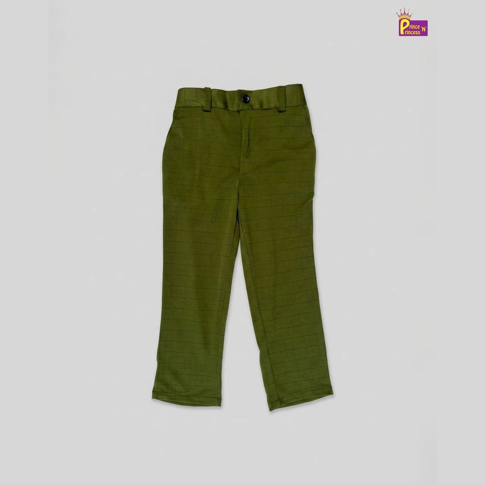 Kids Lycra Full Length Pant in Olive Green PT023
