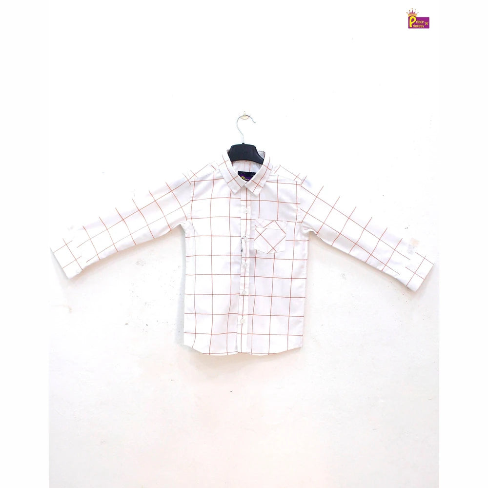 Kids White checks Full Sleeve shirt ST140
