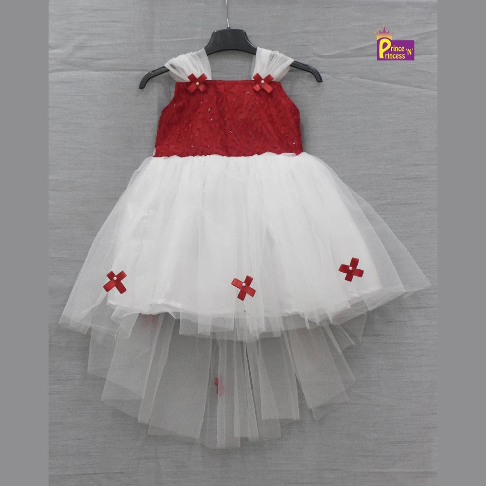 Kids White with Red Festival Frock WGF006