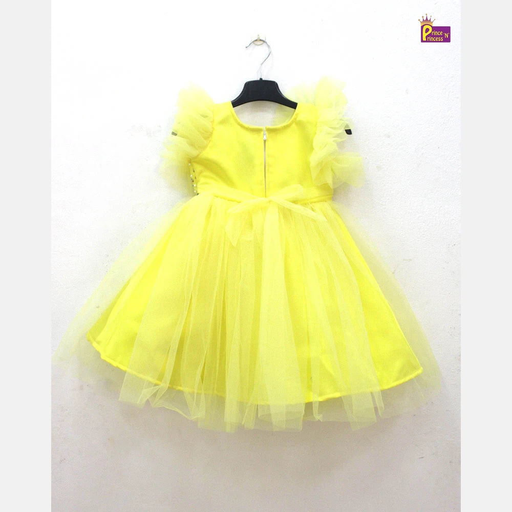 Kids Yellow Aari work Prince N Princess Birthday Gown WGF034