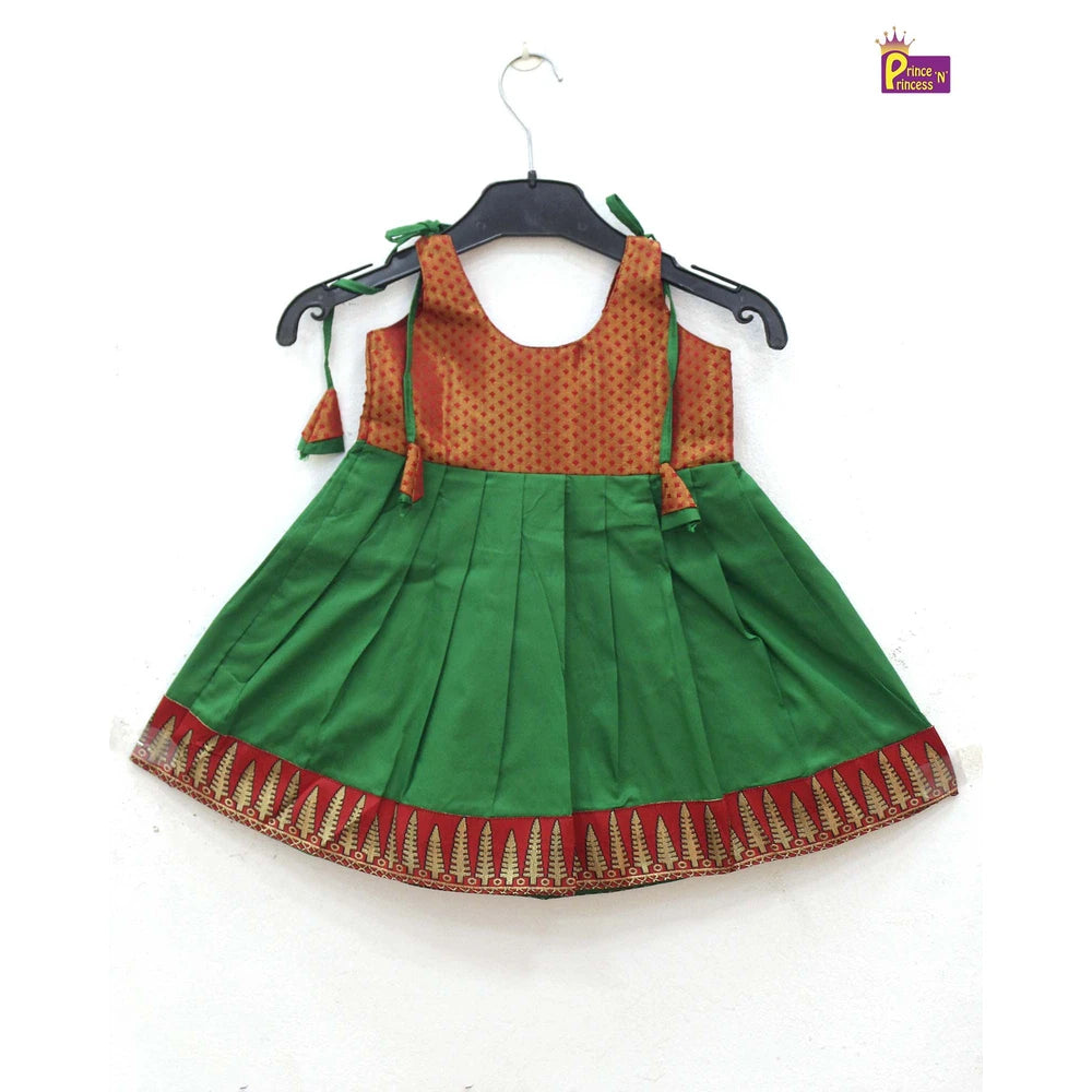 New Born Grand Green Red Lakshana Frock LF1044