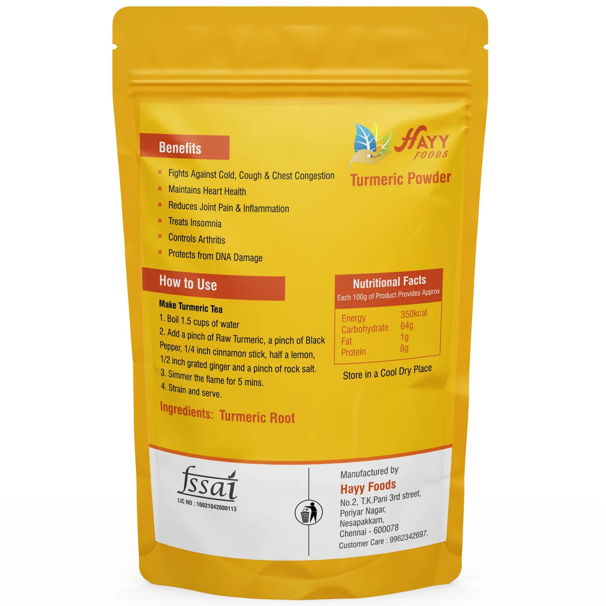 Organic Raw Turmeric Powder