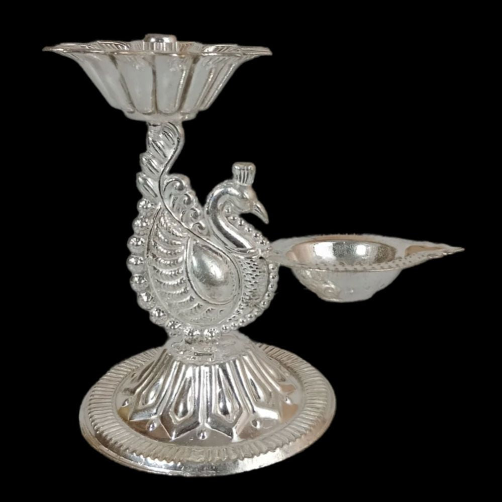 German Silver Deepam-Peacock