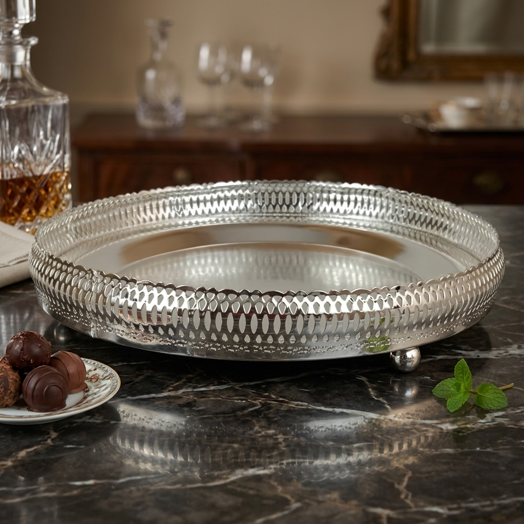 German Silver Tray 10 Inch