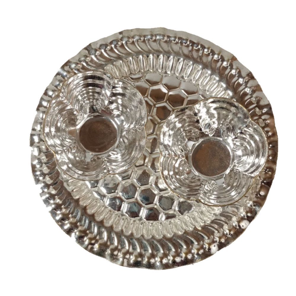 German Silver Kumkum - Plate Open