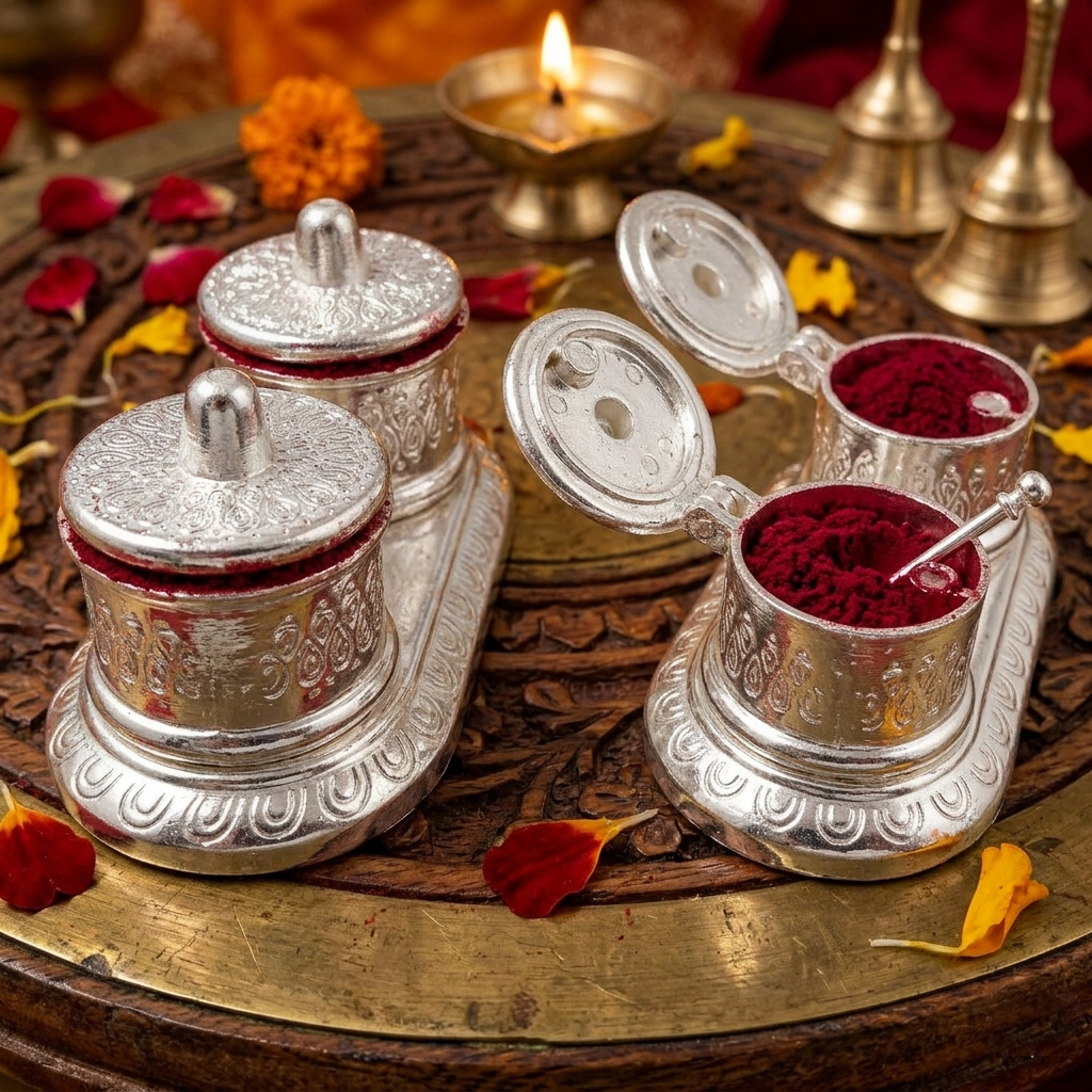 German Silver Kumkum-Lingam