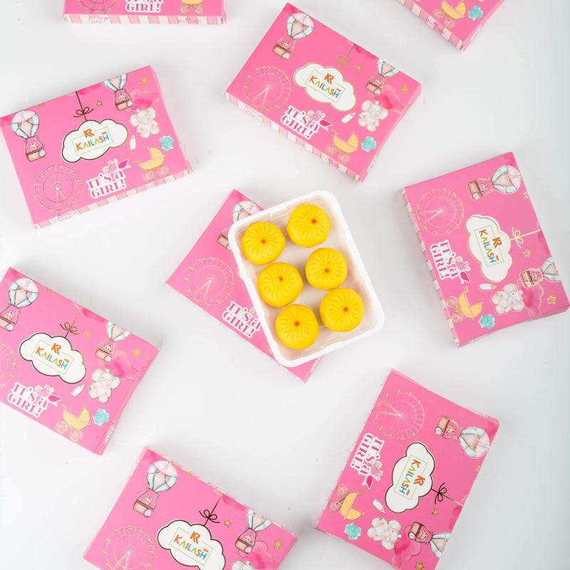 Kailash Sweet's Baby Girl Kesar Peda Box