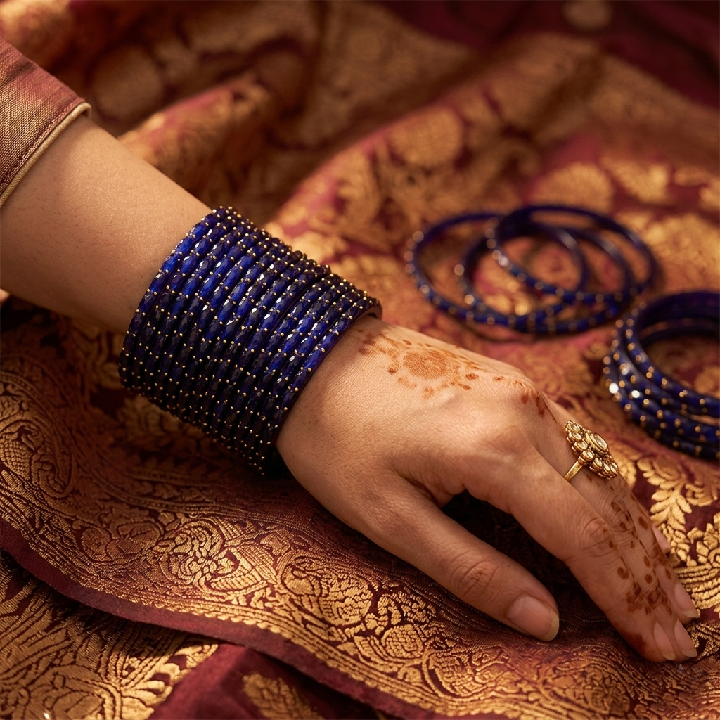 Glass Bangles - Blue 6