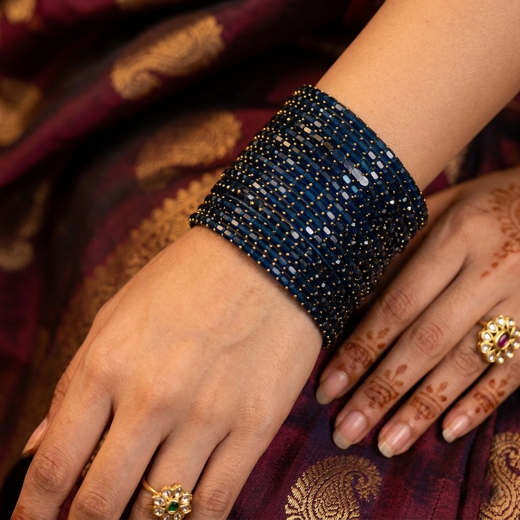 Glass Bangles - Blue 9