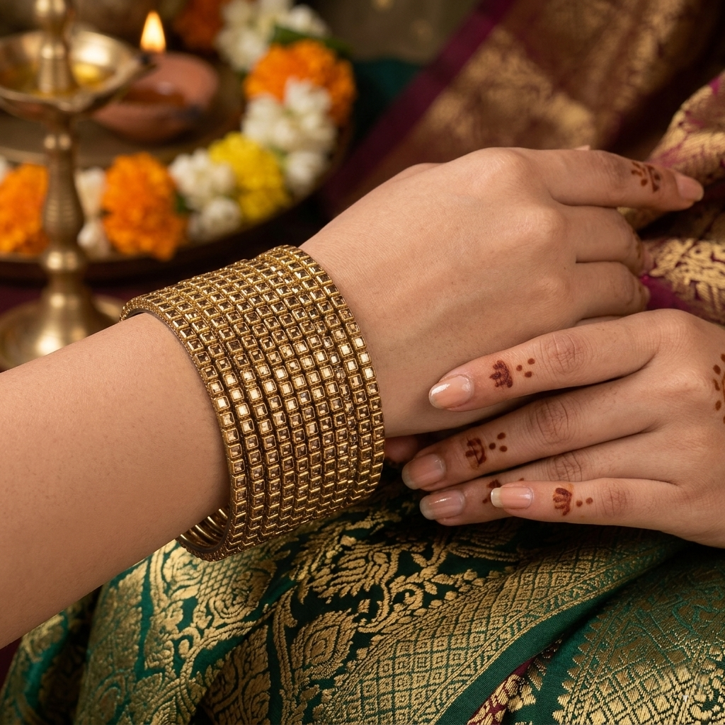 Glass Bangle - Gold 8