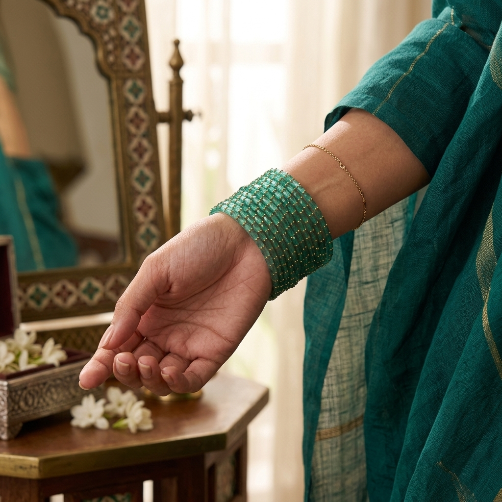 Glass Bangle - Green 11
